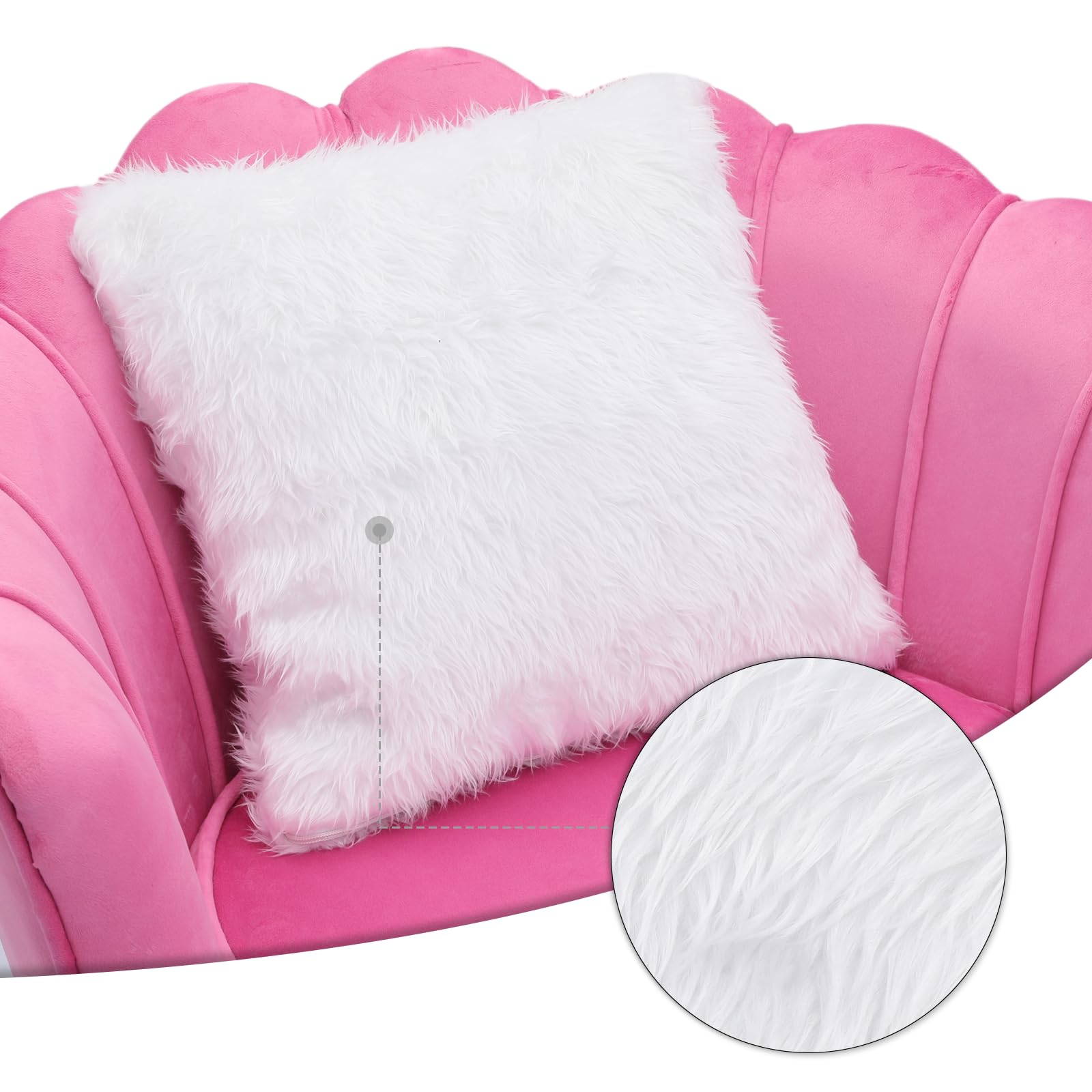 MoNiBloom Pink Accent Chair with Ottoman, Living Room Upholstered Modern Velvet Chair, Bedroom Leisure Single Sofa Chair Armchair Comfy Chair Reading Club Coffee Chair with Pillow and Soft Cushion