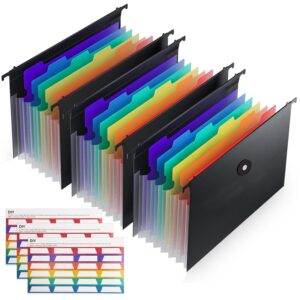 plastic expanding hanging folders for a4, letter paper filing cabinet, file cabinet organizer, plastic hanging folders 7 pockets accordian divider folders multi-coloured tabs (3)