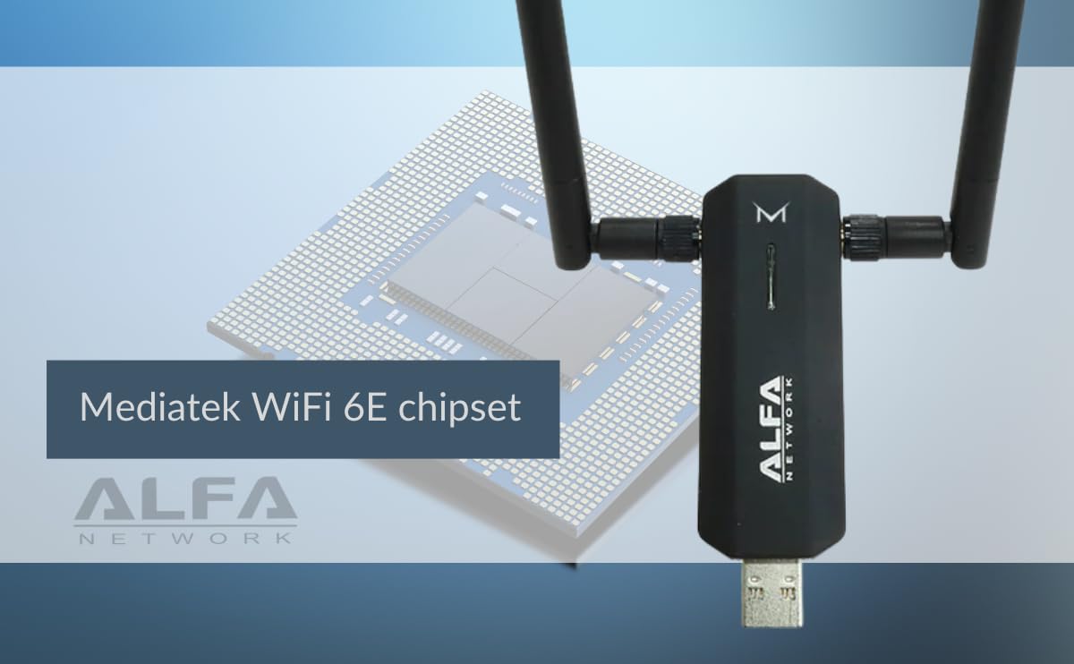 ALFA AWUS036AXM WiFi 6E USB 3.0 USB Adapter, AXE3000 Tri-Band 6Ghz/5.8GHz/2.4GHz, Wireless Gigabit Speed (Up to 3Gbps)