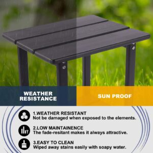 WORLDEEP Square Outdoor Side Table, Pool Outdoor Side Table for Patio, HDPE End Tables for Backyard, Pool, Indoor Outdoor Companion, Beach Table, Kids Picnic Table (Black, 18.5"×15")