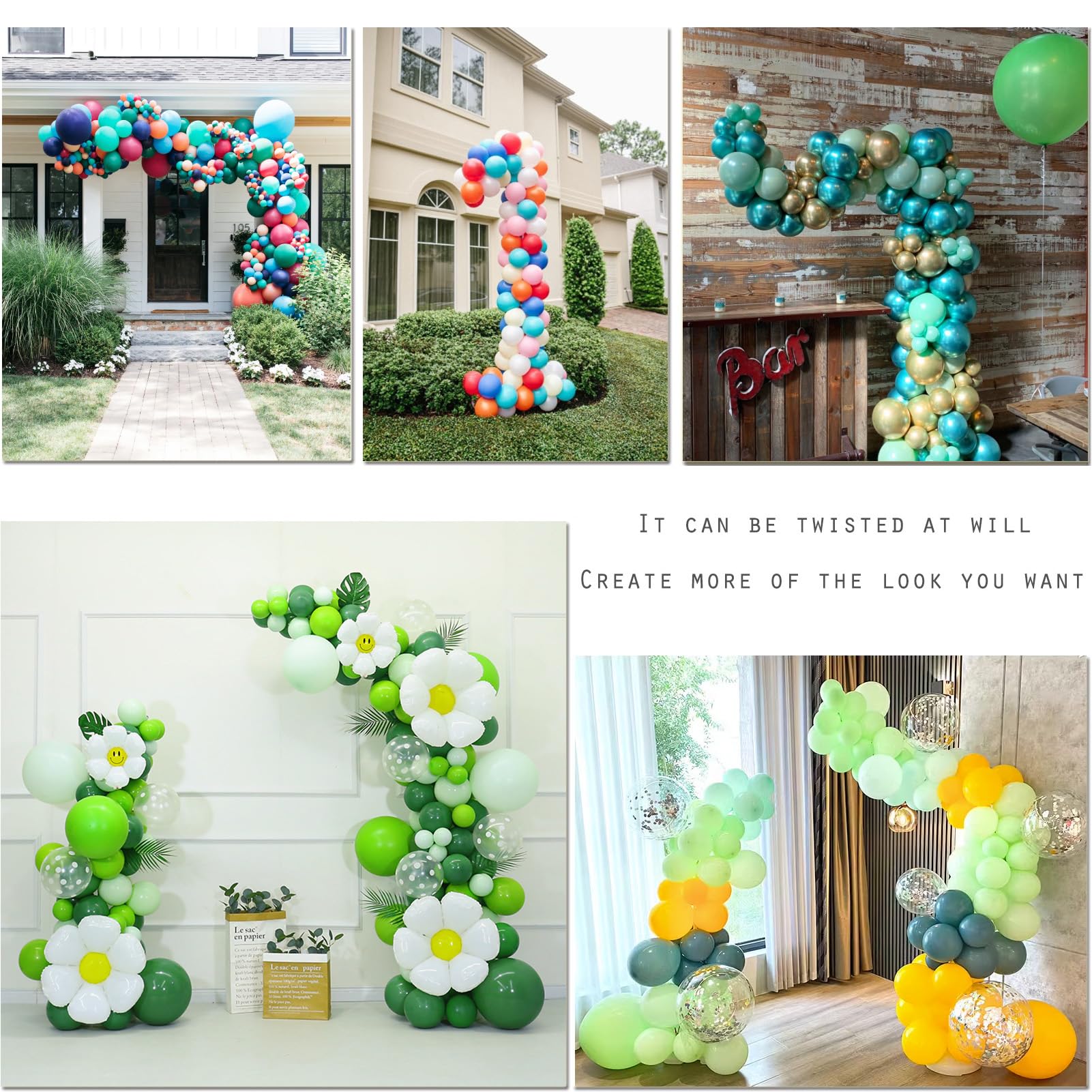 Balloon Arch Kit - Free Bending Shape, Balloon Column Stand Independent Suspended Standing, 12" Water-Filled Base - Ideal for Weddings, Baby Showers, and Birthday Parties (Golden 8.2ft & 5ft)