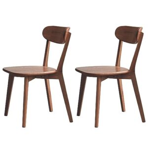 Grewood Oak Wood Dining Chairs,Mid Century Modern Dining Chairs with Comfortable Curved Backrest,Wood Chairs for Kitchen,Dining Room (2, Walnut color)