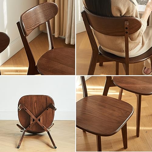 Grewood Oak Wood Dining Chairs,Mid Century Modern Dining Chairs with Comfortable Curved Backrest,Wood Chairs for Kitchen,Dining Room (2, Walnut color)