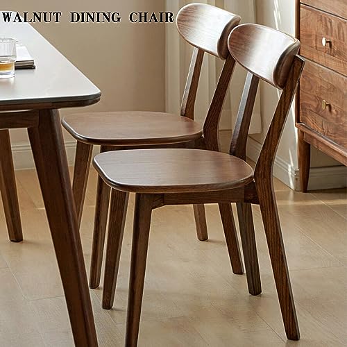 Grewood Oak Wood Dining Chairs,Mid Century Modern Dining Chairs with Comfortable Curved Backrest,Wood Chairs for Kitchen,Dining Room (2, Walnut color)