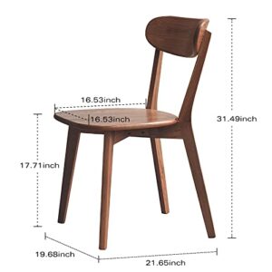 Grewood Oak Wood Dining Chairs,Mid Century Modern Dining Chairs with Comfortable Curved Backrest,Wood Chairs for Kitchen,Dining Room (2, Walnut color)