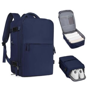 Laptop Travel Backpack For Women Men Airline Approved Carry On Bags For Airplanes Underseat Luggage Backpack For Traveling On Airplane Personal Item Travel Bag For Airlines Travel Essentials Navy Blue