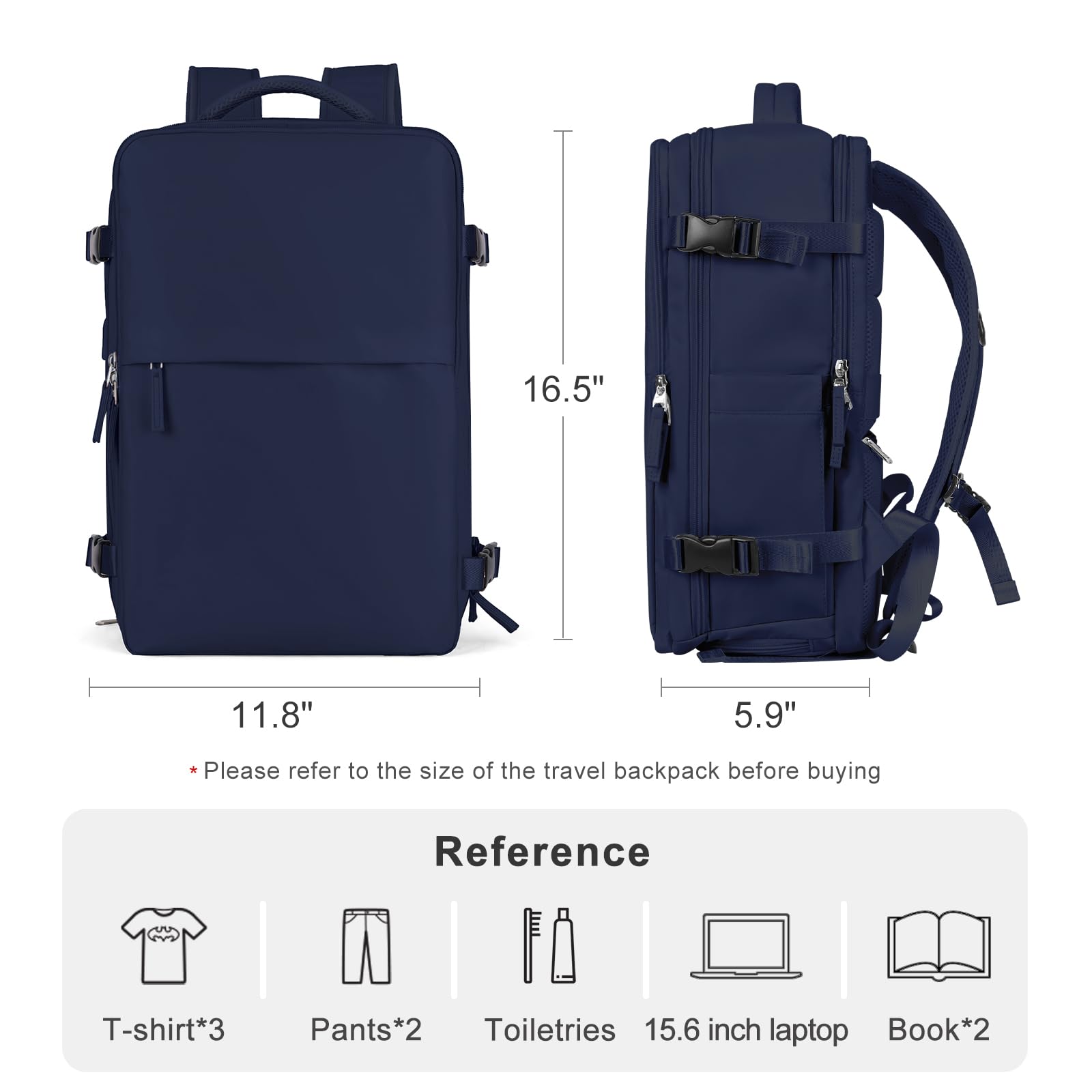 Laptop Travel Backpack For Women Men Airline Approved Carry On Bags For Airplanes Underseat Luggage Backpack For Traveling On Airplane Personal Item Travel Bag For Airlines Travel Essentials Navy Blue