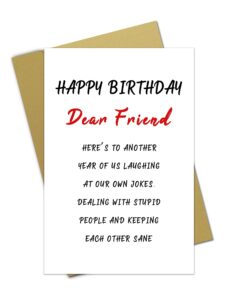 fumnwoks greeting card, funny birthday card for friend, premium quality for bestie, gift for women & men