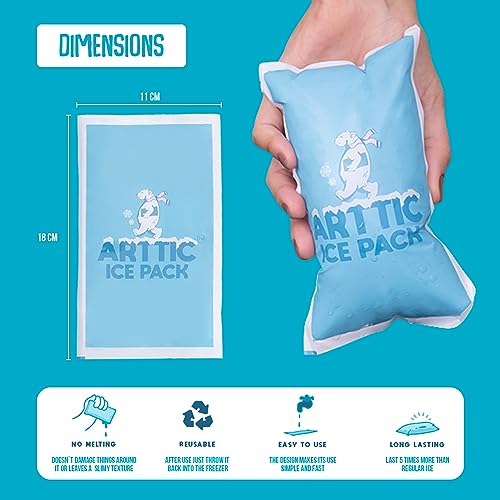 Arttic Gel Ice Packs – Dry Ice for Shipping Frozen Food, Injuries & Lunch Boxes – Multi-Purpose, Reusable & Long-Lasting Ice Bags – Cold Packs for Coolers & Keeping Food Fresh – Freezer bags (32 Pack)