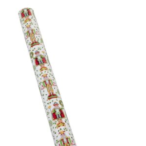 caspari nutcracker christmas white gift wrap - one roll