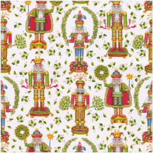 Caspari Nutcracker Christmas White Gift Wrap - One Roll