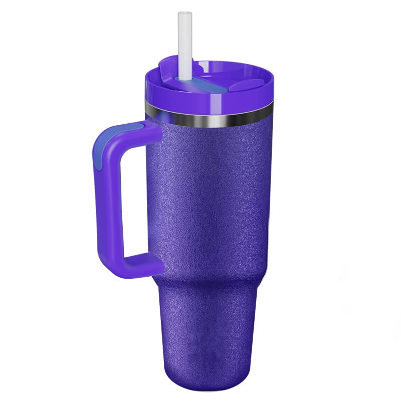 TLINNA 40oz Stainless Steel Vacuum Insulated Tumbler with Lid and Straw for Water, Iced Tea or Coffee, Smoothie and More (Offshore Purple)