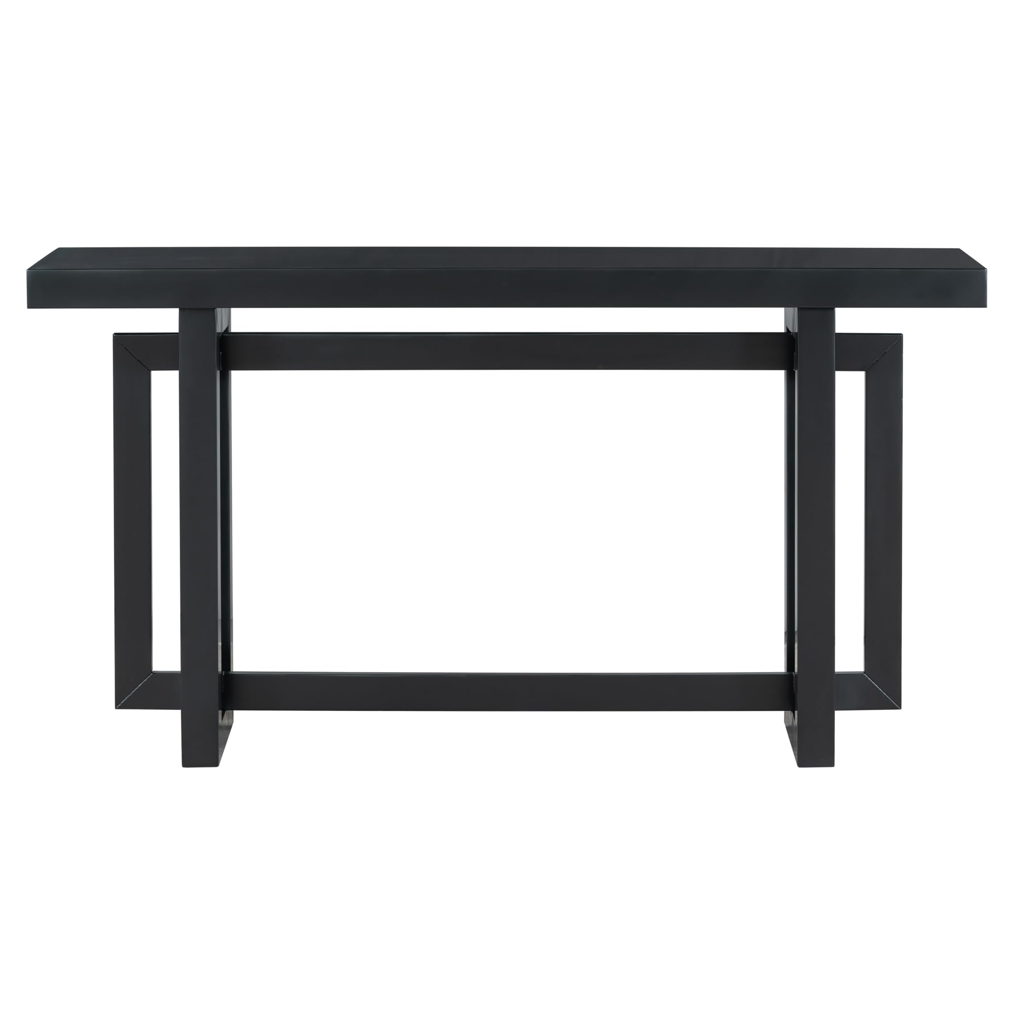 Hlcodca Contemporary Console Table with Industrial-Inspired Concrete Wood Top, Wood Legs, Extra Long Entryway Table for Entryway, Hallway, Living Room, Foyer, Corridor (Black)