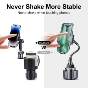 Cup Holder Phone Mount for Car, Adjustable Cup Holder Base Diameter Range is 2.5"- 4.1", Suitable for Most Car, Height and Angle Adjustment, Compatible with Most Smart Phones