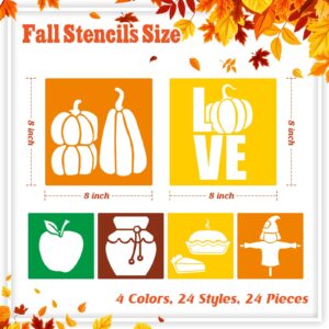 Henoyso 24 Pcs Fall Stencil Set 8 x 8 Inch Plastic Drawing Painting Stencil Templates Stencil Assorted Stencils Reusable for Kids Painting on Wood Paper Scrapbook Wedding DIY Art Crafts