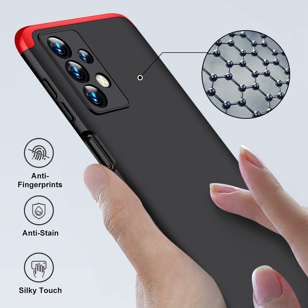 COTDINFOR Compatible with Samsung Galaxy A23 5G Case Slim Shockproof Hard PC Military Grade Silicone Case Anti-Scratch Full Body Protective Slim Phone Case for Samsung Galaxy A23 5G.3 in 1 Red Black