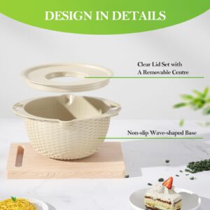 4-1 Colander with Bowl Set - Strainers for Kitchen, Food Strainers and Colanders, Pasta Strainer, Rice Strainer, Fruit Cleaner, Veggie Wash, Salad Spinner, Apartment & Home Essentials - Beige