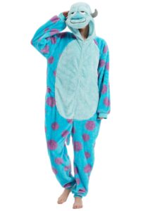 sqlszt animal sulley monster onesie adult sullivan one piece pajamas unisex cosplay costume for women men blue s