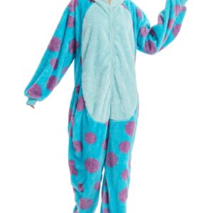 Sqlszt Animal Sulley Monster Onesie Adult Sullivan One Piece Pajamas Unisex Cosplay Costume For Women Men Blue S