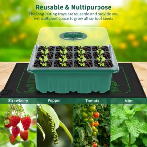 GYTF Seedling Starter Trays with Heating Mat, 6 Pack 72-Cell Plant Starting Kit with Humidity Dome for Small Mini Greenhouse Germination Seeds Growing Starting