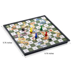 ColorGo Magnetic Snakes and Ladders Board Games with Folding Board Travel Games Set for Kids and Adults (Magnetic Snakes and Ladders Set)