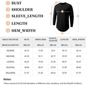 JMIERR Men's 3 Pack Cotton Hipster Hip Hop Longline Crewneck Long Sleeve T-Shirt, T Shirts for men Pack, US 40(M), Black/White/Light Pink