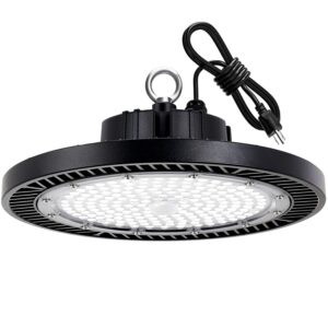 gugsey led high bay light, 200w 28000lm 5000k high bay led shop light with plug 5' cable and hook ring, ufo high bay led lights for garage gym warehouse workshop