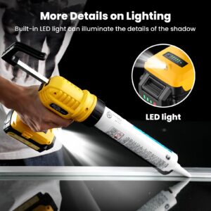 TaskStar Cordless Caulking Gun,5 Adjustable Speed Electric Caulk Gun with 2.0Ah Li-Battery & Charger, LED Light and Cutting Tool,Cordless lightweight Dripless Caulk Gun for Bathroom Balcony Doors