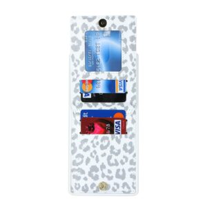 DEYHU Samsung Galaxy S22 Ultra Case with Card Holder for Women, Samsung Galaxy S22 Ultra phone Case Wallet with Credit Card with Ring Kickstand Zipper Shockproof Slim Stand Case - White Leopard