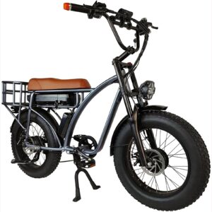 ikidsislands 2000W Electric Bike for 2 Adults, Fat Tire Mountain Ebike, 30 MPH 48V 18AH AWD Ebikes, Dual Motor E Bikes for Two People (Brown)