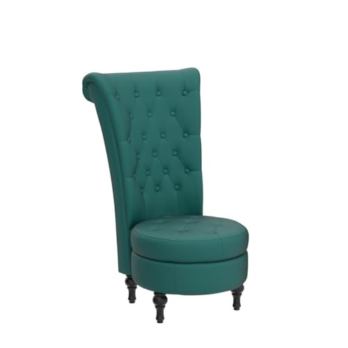 Container Furniture Direct Royal High-Back Velvet Accent Chair for Vanity with Storage and Luxurious Upholstery, Retro Design and Versatile Usage for Living Room, Bedroom, Lounge and Office, Green