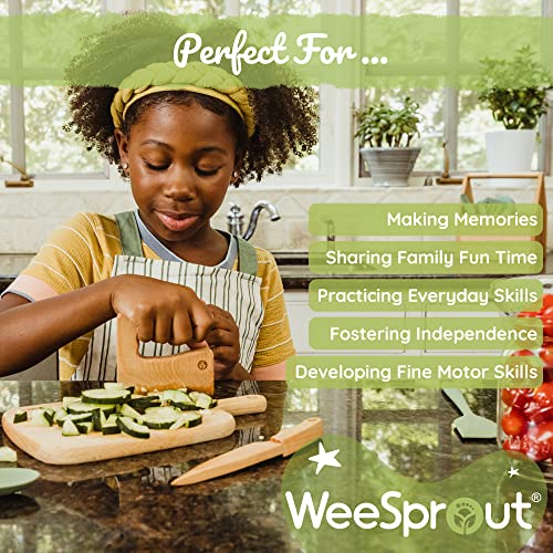 WeeSprout Little Chef Kids Cooking & Baking Set, 14 Piece Cooking Set with Real Kitchen Tools & Kids Apron, Baking Gift for Girls, Boys & Junior Chefs, Food Grade Materials, Choice of Colors