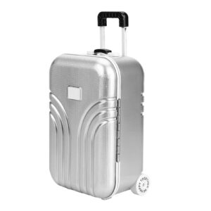 JTLB Baby Suitcase Toy Cute Plastic Rolling Suitcase Mini Luggage Box (Silver)