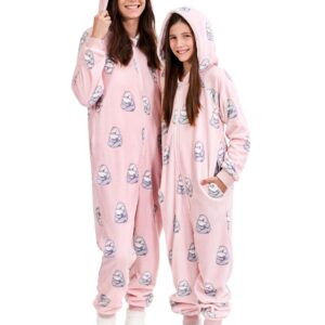 The Big Softy Adult Onesie Pajamas for Women, Cute Onesie for Women or Teens, Fleece Onesie Adult, Teen PJs (Pink Sloths, Adult - Small)