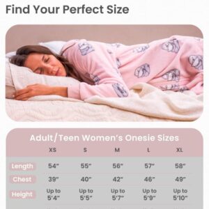 The Big Softy Adult Onesie Pajamas for Women, Cute Onesie for Women or Teens, Fleece Onesie Adult, Teen PJs (Pink Sloths, Adult - Small)