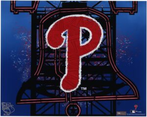 philadelphia phillies 16" x 20" photo print - designed and signed by artist maz adams - limited edition 25 - autographed mlb photos