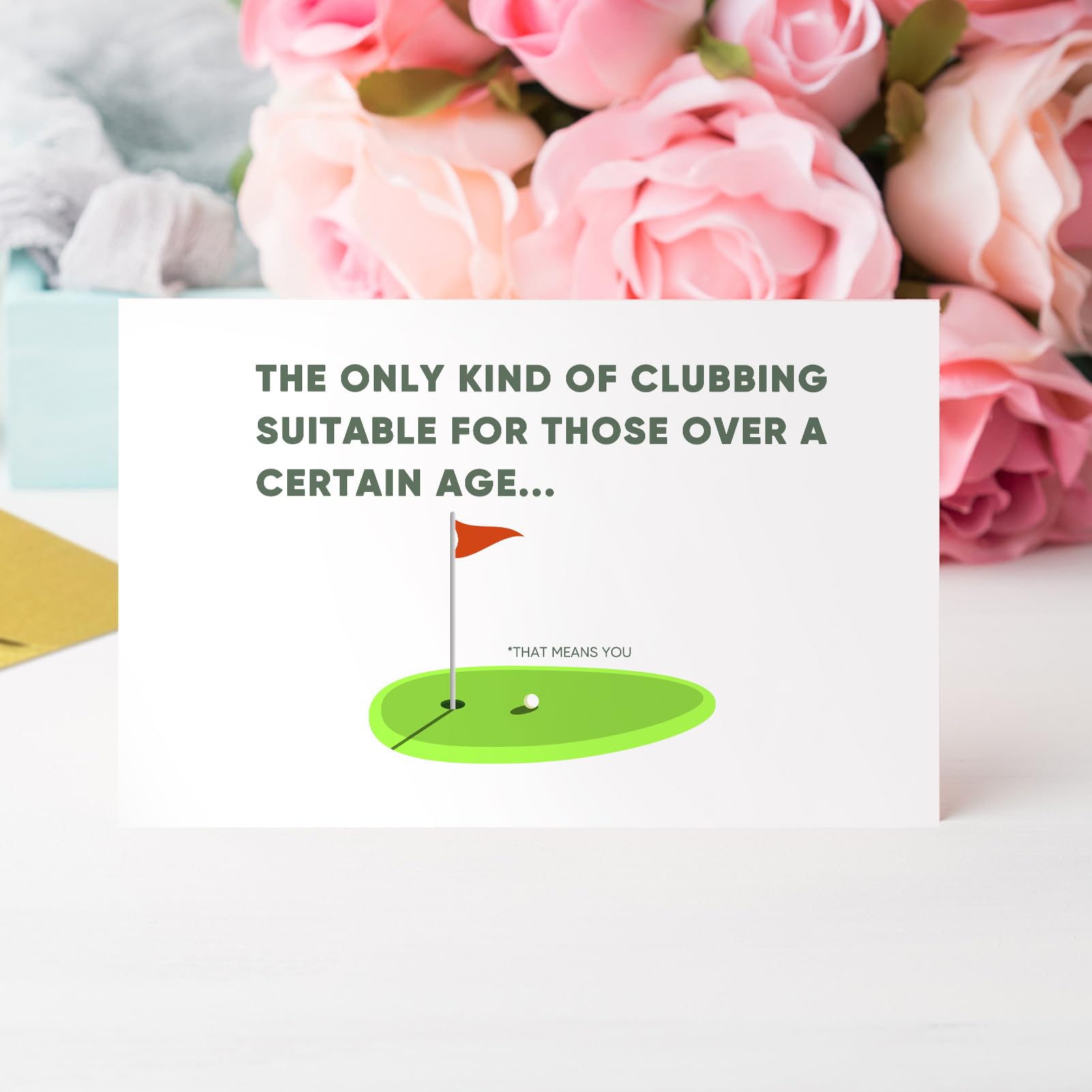 Qiliji Funny Golf Birthday Card for Husband Dad Granddad, Happy Birthday Card for Aged Golfers, Clubbing Suitable For Those Over A Certain Age