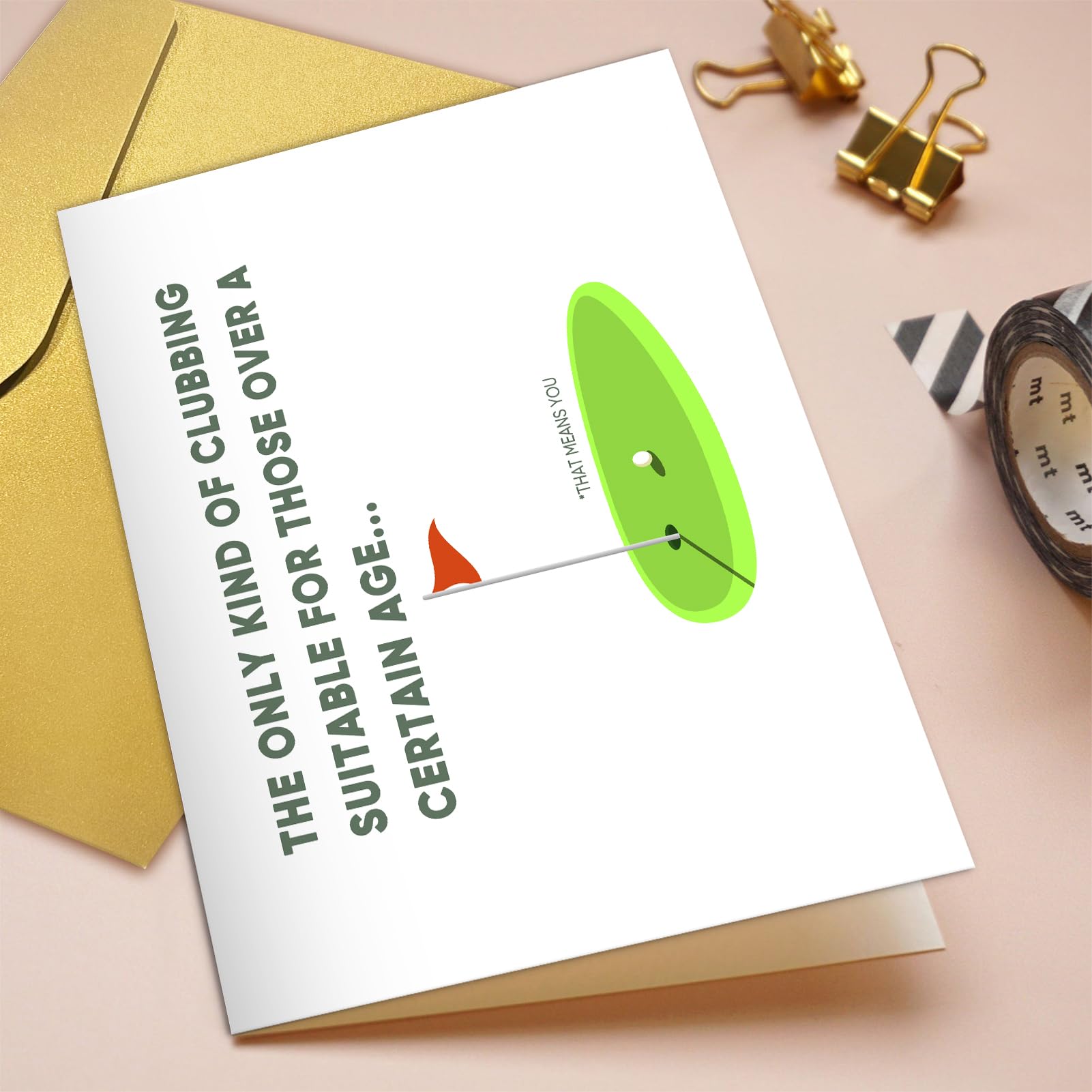 Qiliji Funny Golf Birthday Card for Husband Dad Granddad, Happy Birthday Card for Aged Golfers, Clubbing Suitable For Those Over A Certain Age