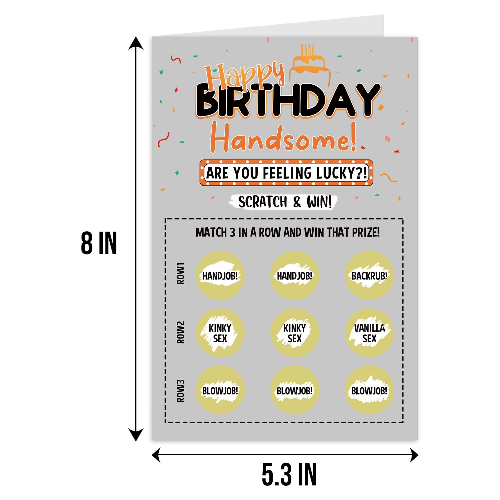 Qiliji Funny Birthday Card for Him, Naughty Scratch Off Birthday Card for Husband Boyfriend Fiance, Rude Birthday Card, Scratch & Match 3 In A Row And Win That Prize