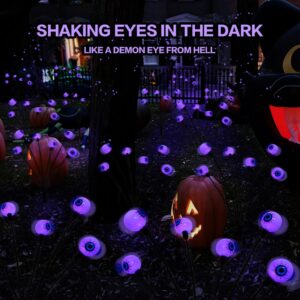 2PACK Scary Eyeballs Solar Garden Lights Halloween Decorations Outdoor,Swaying Firefly with 12LED Purple Spooky Lights - Waterproof Ornaments Solar Halloween Lights for Lawn, Patio, Party Decor