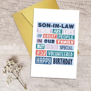 Qiliji Funny Son-In-Law Birthday Card, Happy Birthday Card for Son In Law, Bday Gift for Son In Law, You Are Special You Volunteered To Be In Our Family