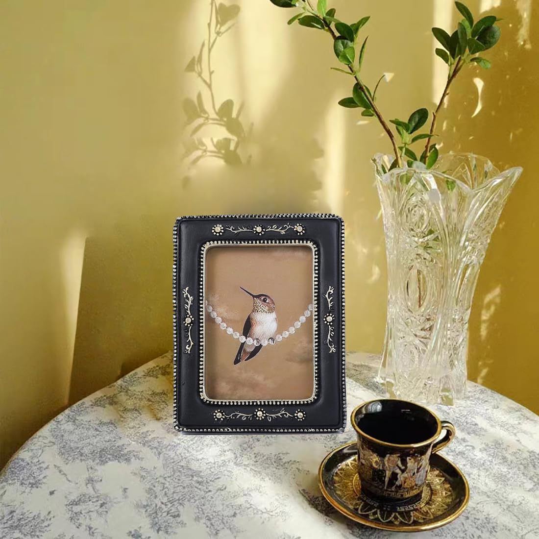 SIKOO Vintage Picture Frames 2.5x3.5 Picture Frame Wallet Size Picture Frames Small Picture Frame Antique Mini Picture Frames Black and Gold