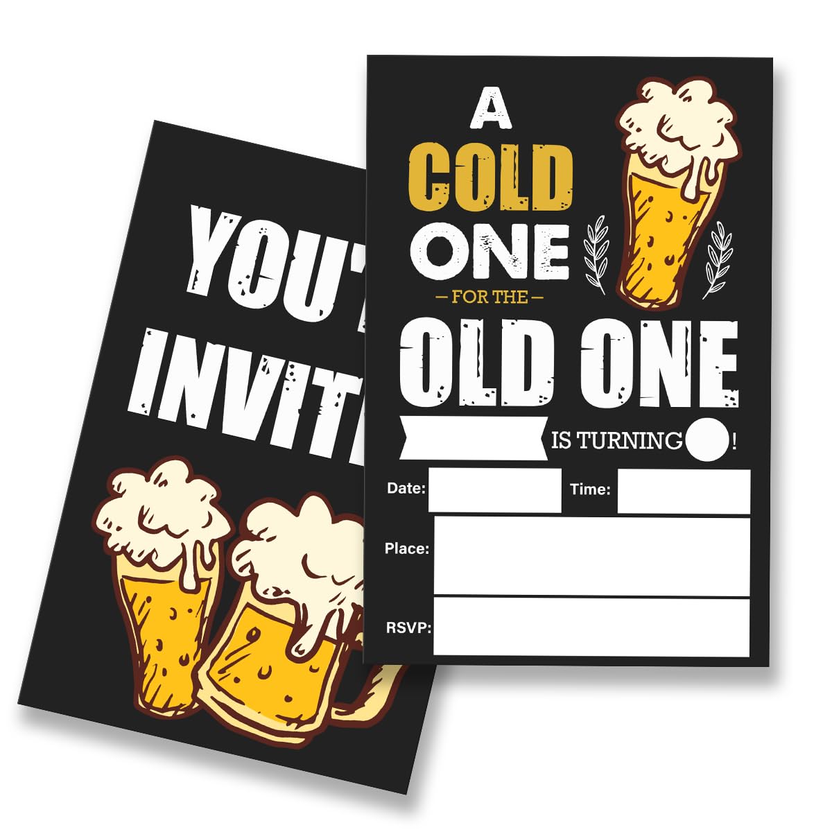 EUDOSI Cheers Birthday Party Invitations Supplies Fill-In Set of 20 with Envelopes Adult Birthday Bash Invites Cards, Double Sided