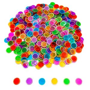 JUNWRROW Magnetic Bingo Wand with Chips,6-Pack& 600 Metal Chips, 6 Color Metal Chips-for Large Group Games,Family Game Night, Sensory Bins,Counting and Sorting,Science& Educational Activities