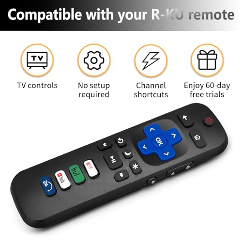 EFGWXYZ Replacement Remote Compatible for TCL Rku-/Hisense Rku-/Onn Rku-/Insignia Rku-/Element Rku-/Westinghouse Rku-/Hitachi Rku- TV【Not for Rku- Stick】【Pack of 2】 R-shu-02