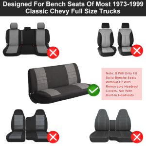 Custom-Fit Bench Seat Covers Replace for Chevy 1973-1999 C/K Series Full Size Classic Trucks Air Mesh Fabric Bench Seat Protector without Headrests (Black &Gray)