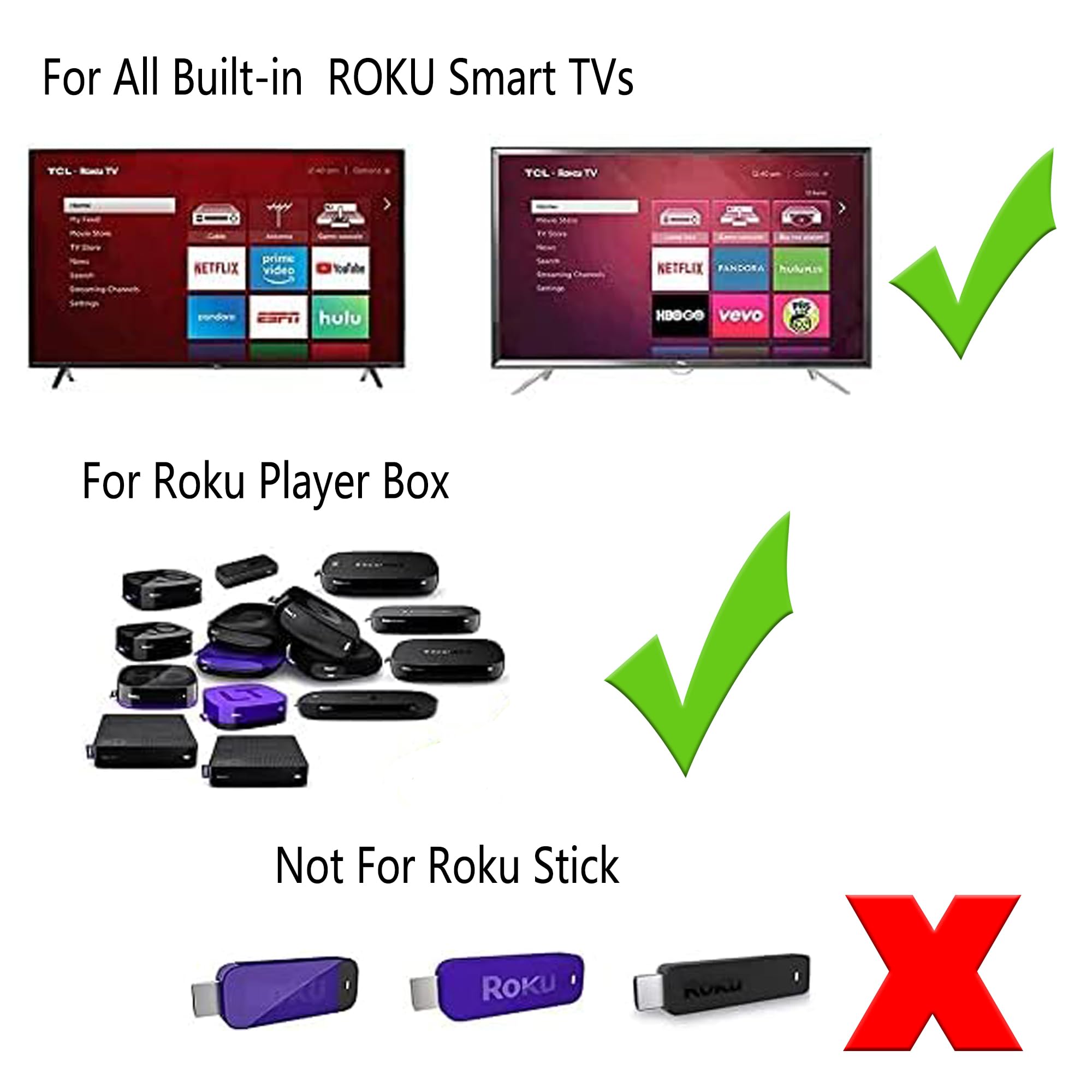 Replacement Remote Control for Roku TV, Compatible for TCL Roku/Hisense Roku/Onn Roku/Sharp Roku/Element Roku/Philips Roku Series Smart TVs (Not for Roku Stick and Box)