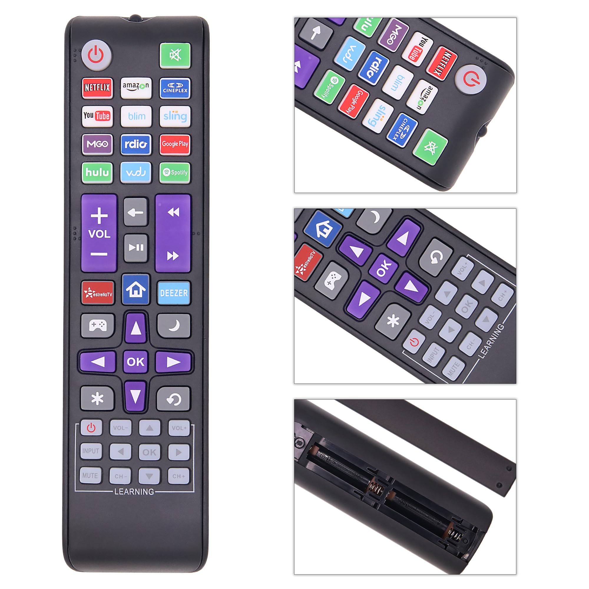 Replacement Remote Control for Roku TV, Compatible for TCL Roku/Hisense Roku/Onn Roku/Sharp Roku/Element Roku/Philips Roku Series Smart TVs (Not for Roku Stick and Box)