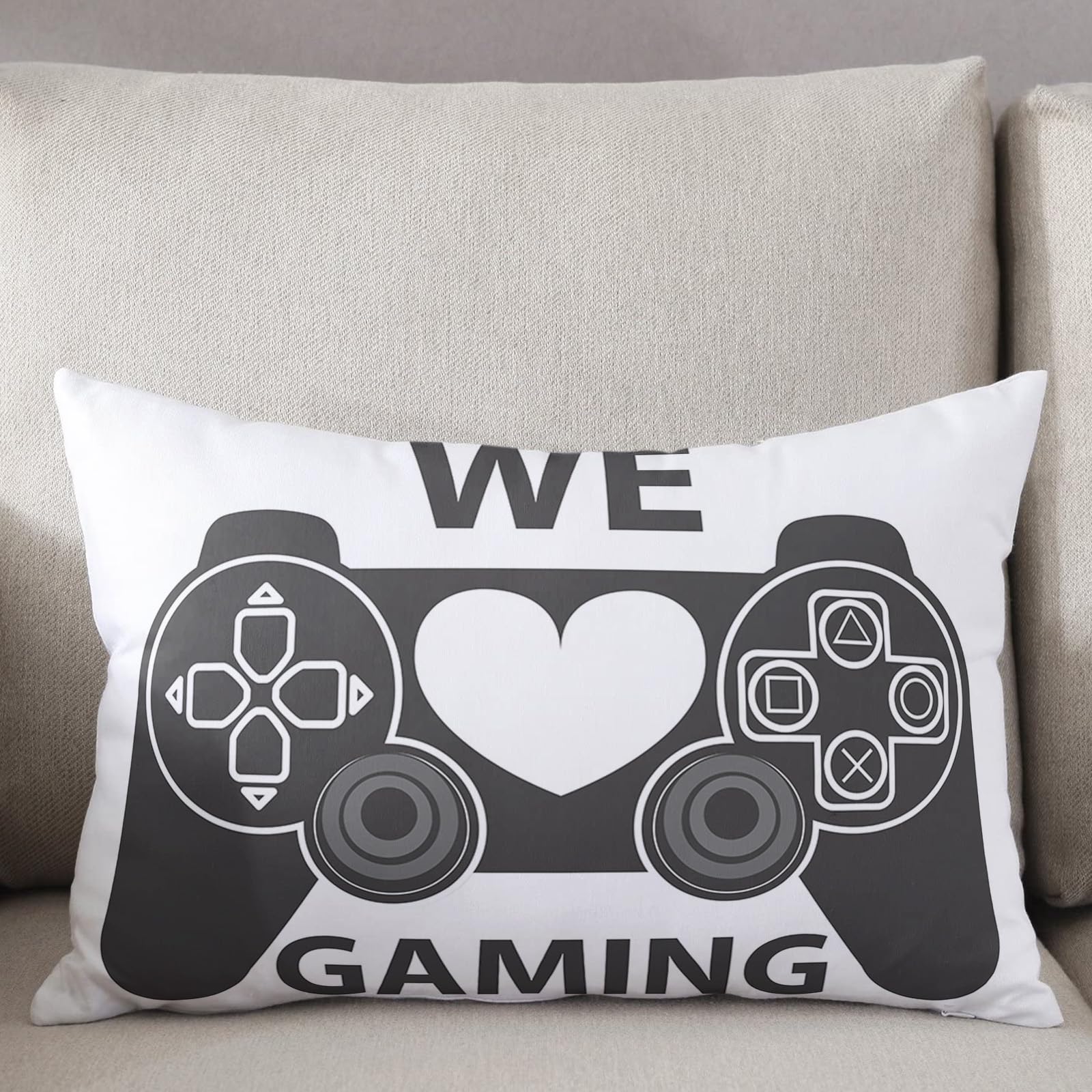 Pillow Covers 20x36 Inch - King WE Gaming Gray Gamepad Continuous Joystick Soft Brushed Microfiber Pillowcases with Hidden Zipper Closure Bed Pillow Shams for Bedroom Sofa Car