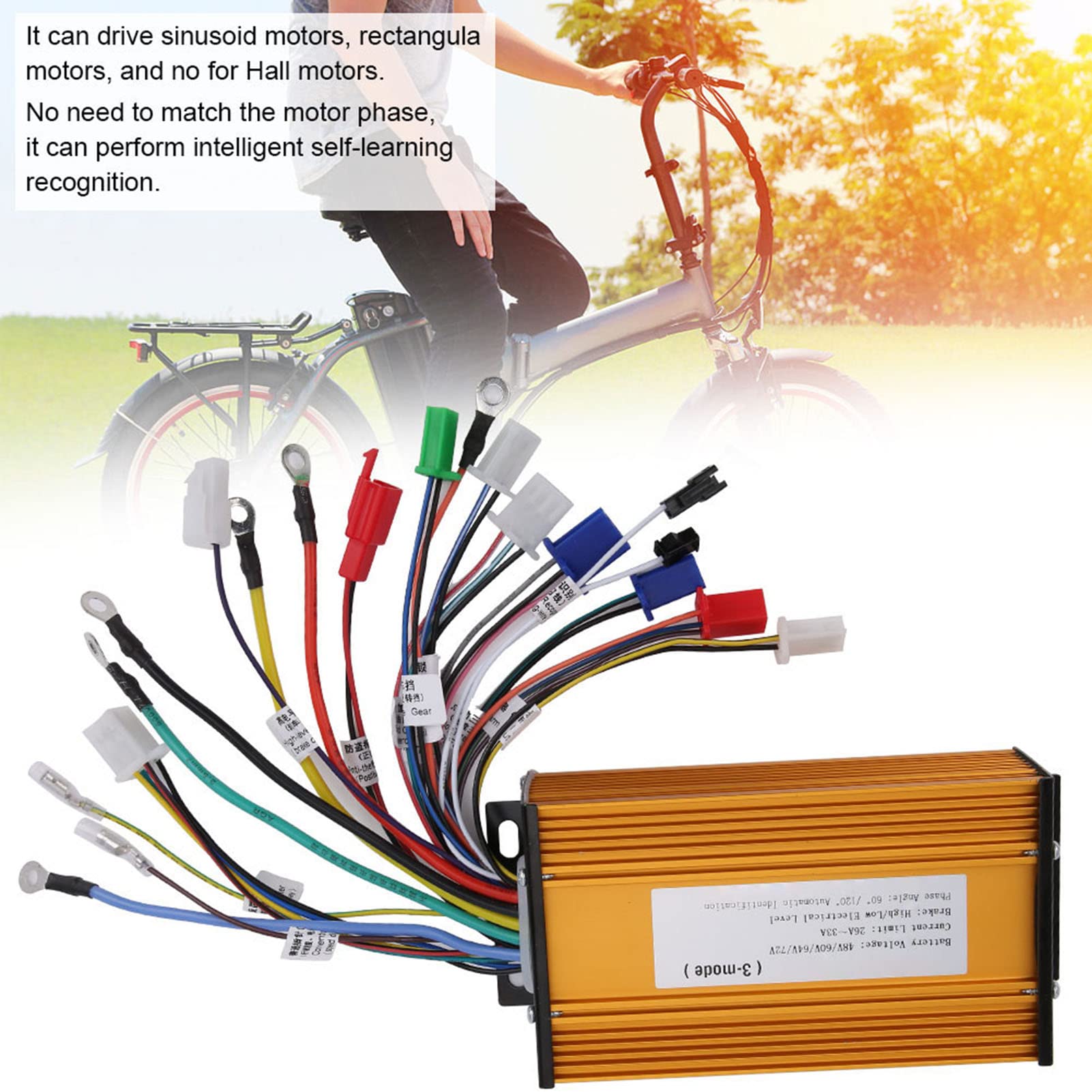 Electric Bike Speed Motor Controller E Bike Brushless Controller, Electric Scooter Motor Speed Controller Three Mode 12 Tube, 1000W-1500W Motor Controller